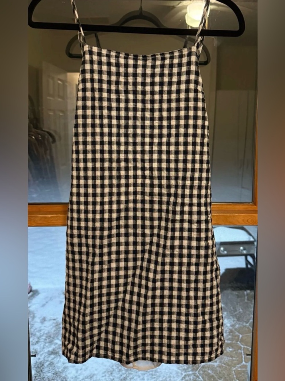 American Eagle Black and White Gingham Summer Tie Back Mini Dress